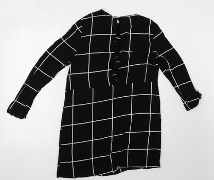 H&M Womens Black Check  A-Line  Size 10