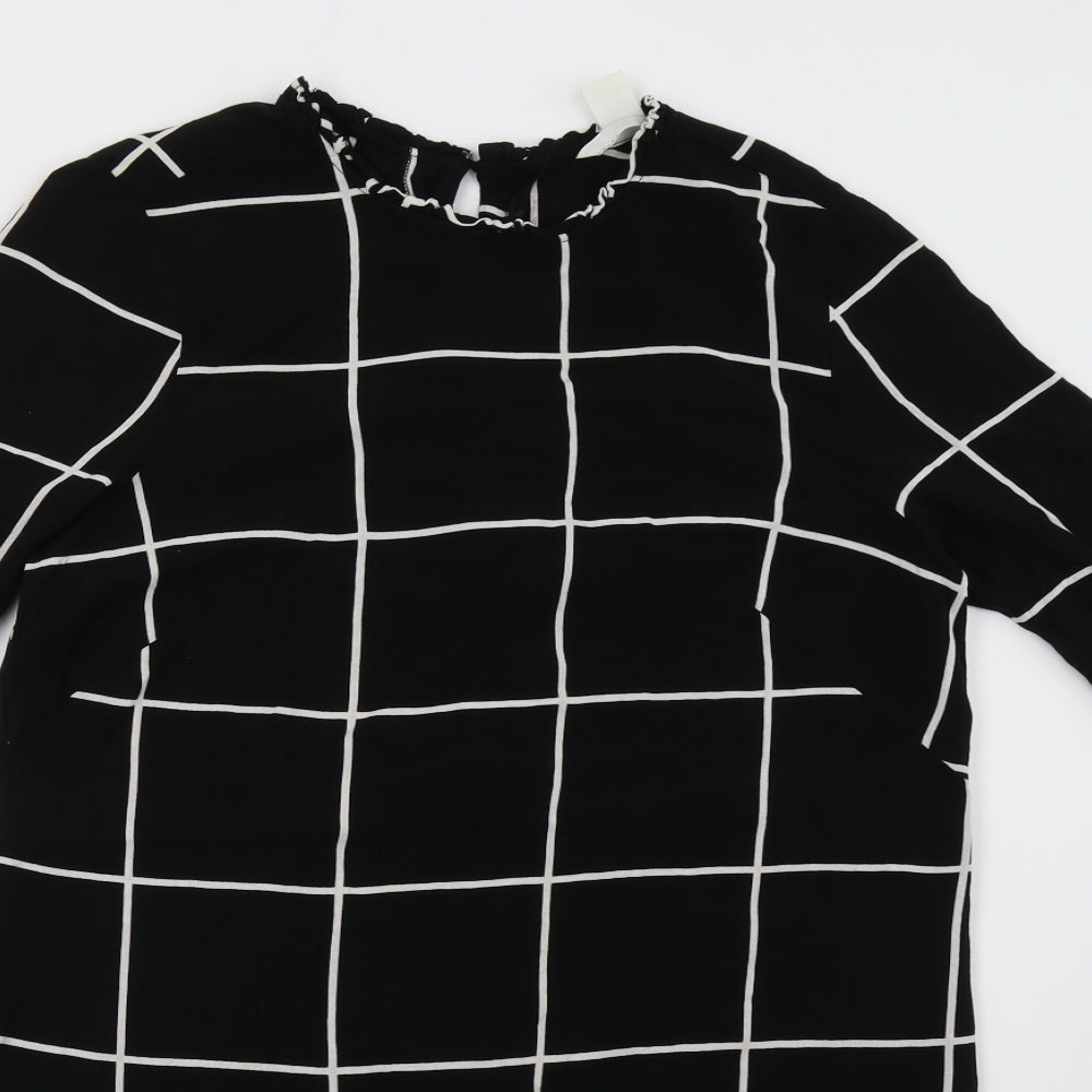 H&M Womens Black Check  A-Line  Size 10