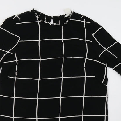 H&M Womens Black Check  A-Line  Size 10
