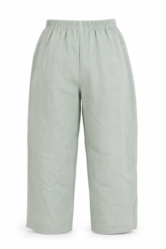 Front view of Preworn women’s green trousers, size UK 6, 26-inch leg