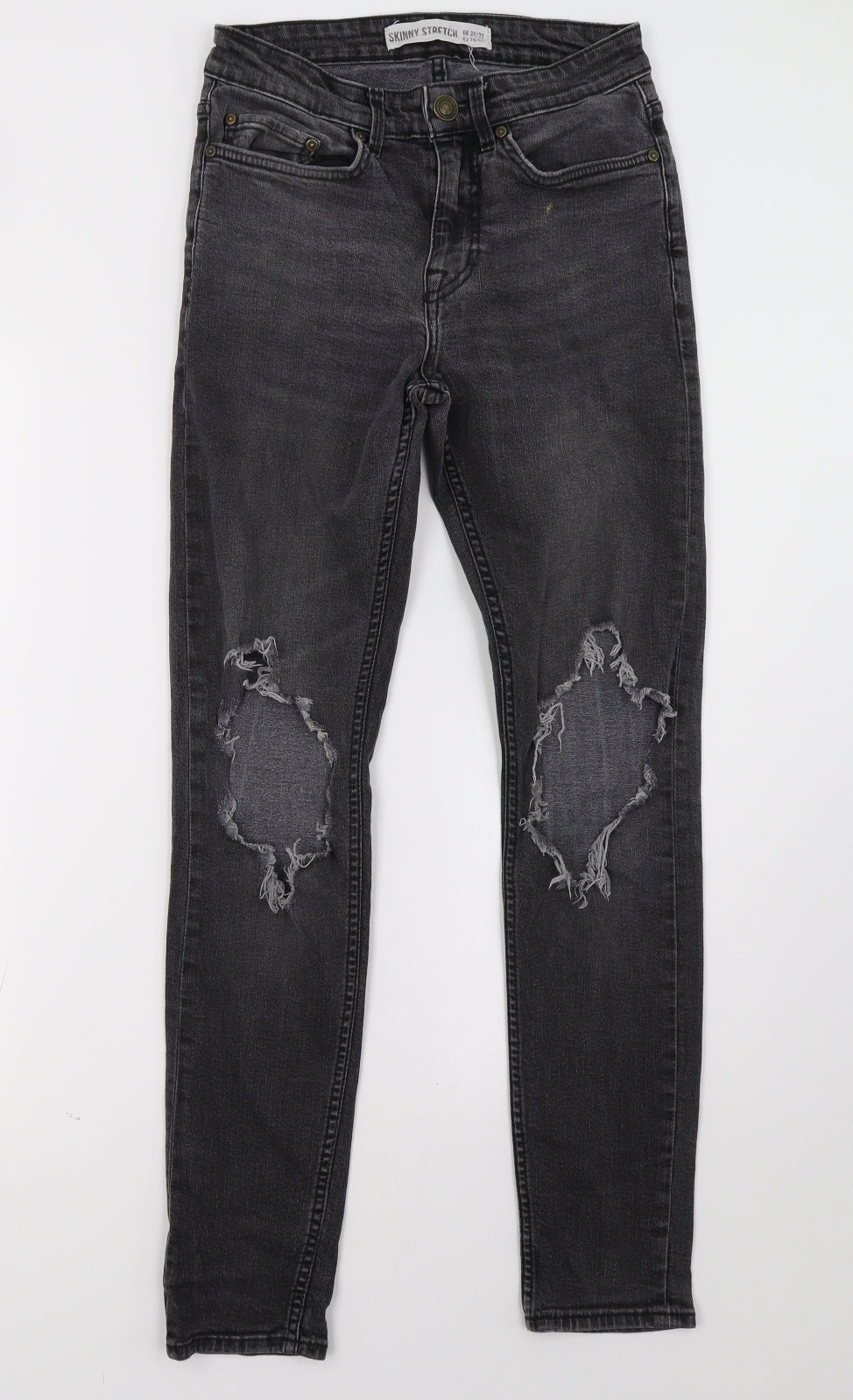 New Look Womens Grey  Denim Straight Jeans Size 30 L32 in