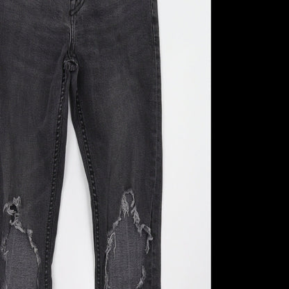 New Look Womens Grey  Denim Straight Jeans Size 30 L32 in