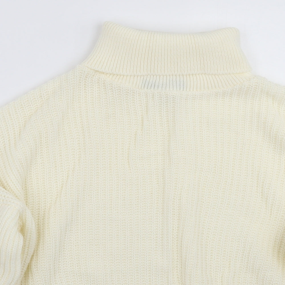 Boohoo Womens Ivory   Henley Jumper Size S