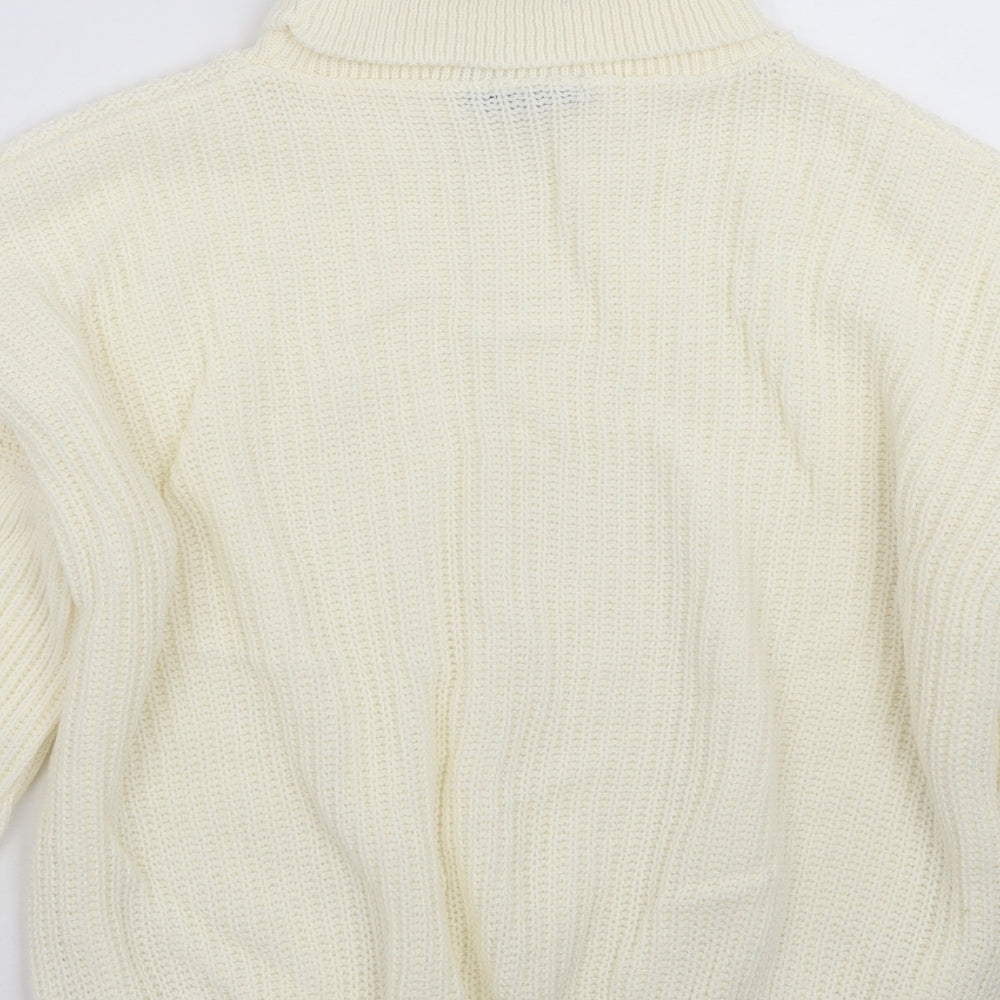 Boohoo Womens Ivory   Henley Jumper Size S