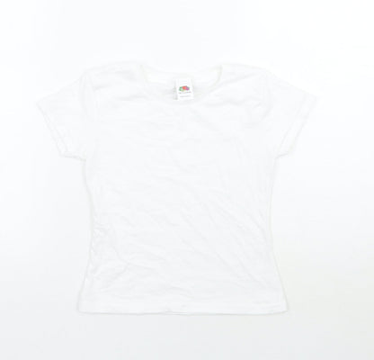 Fruit of the Loom Girls White   Basic T-Shirt Size 3-4 Years