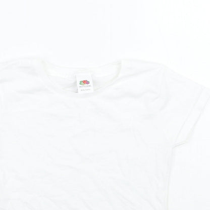 Fruit of the Loom Girls White   Basic T-Shirt Size 3-4 Years