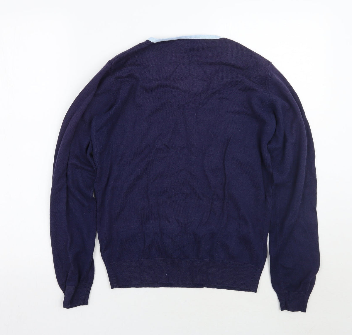 Back view of Palm Grove women’s blue jumper, size UK 10