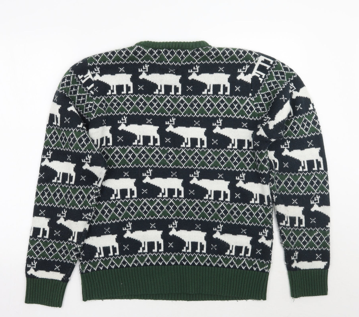 Preworn Mens Green Fair Isle  Pullover Jumper Size XL