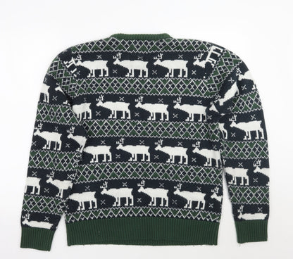 Preworn Mens Green Fair Isle  Pullover Jumper Size XL