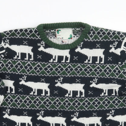 Preworn Mens Green Fair Isle  Pullover Jumper Size XL