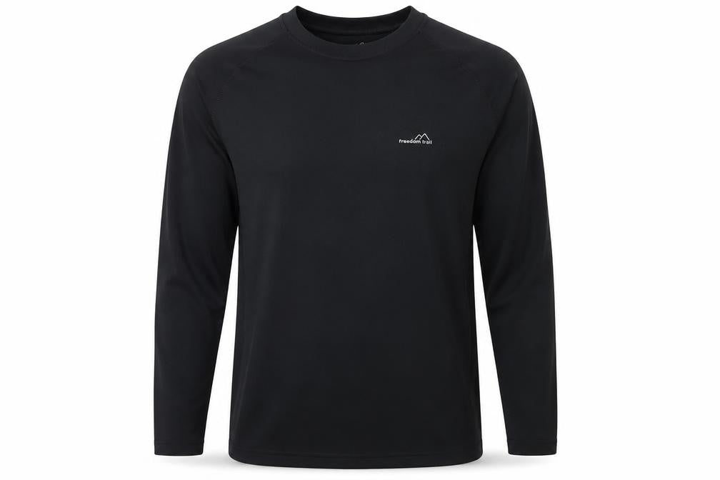 Front view of Freedom Trail men’s black jumper, size L