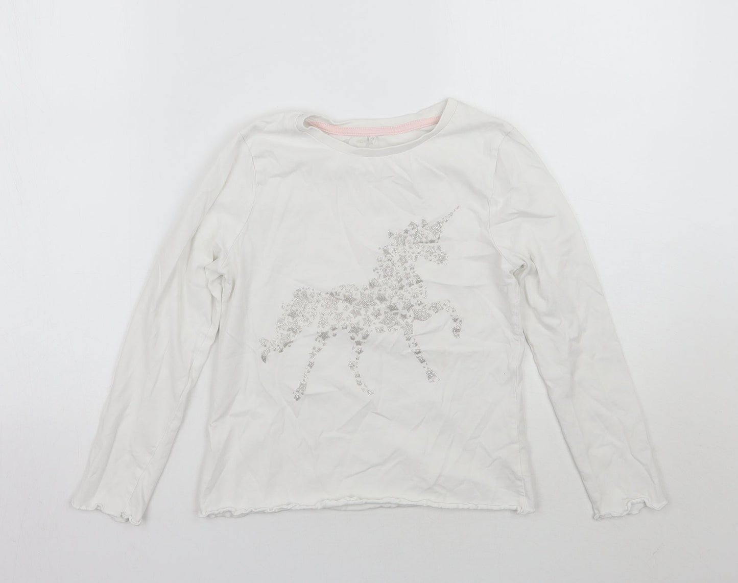 George Girls White Geometric  Basic T-Shirt Size 9-10 Years