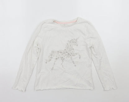 George Girls White Geometric  Basic T-Shirt Size 9-10 Years