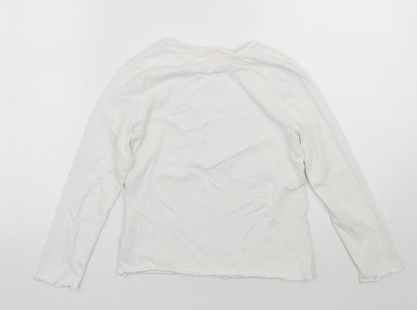 George Girls White Geometric  Basic T-Shirt Size 9-10 Years