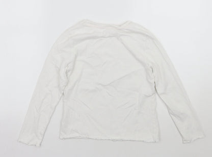 George Girls White Geometric  Basic T-Shirt Size 9-10 Years