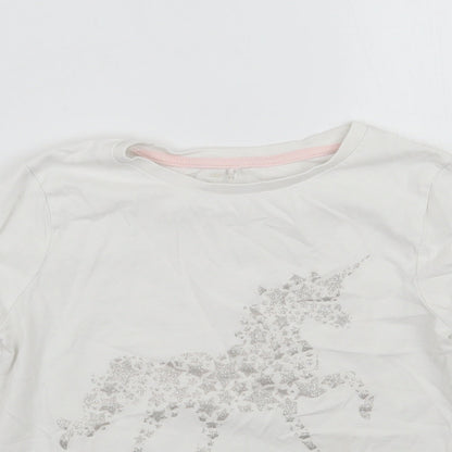 George Girls White Geometric  Basic T-Shirt Size 9-10 Years