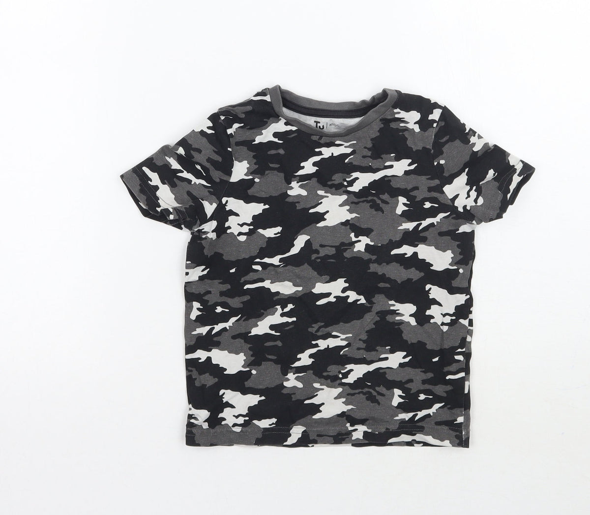 Additional front view of Tu boys’ grey camouflage basic t-shirt, size 3, years