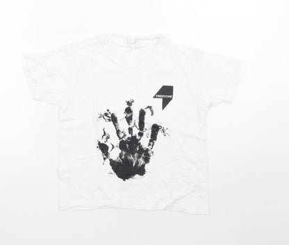 Front view of Casual classics boys’ white basic t-shirt, size 5-6, years