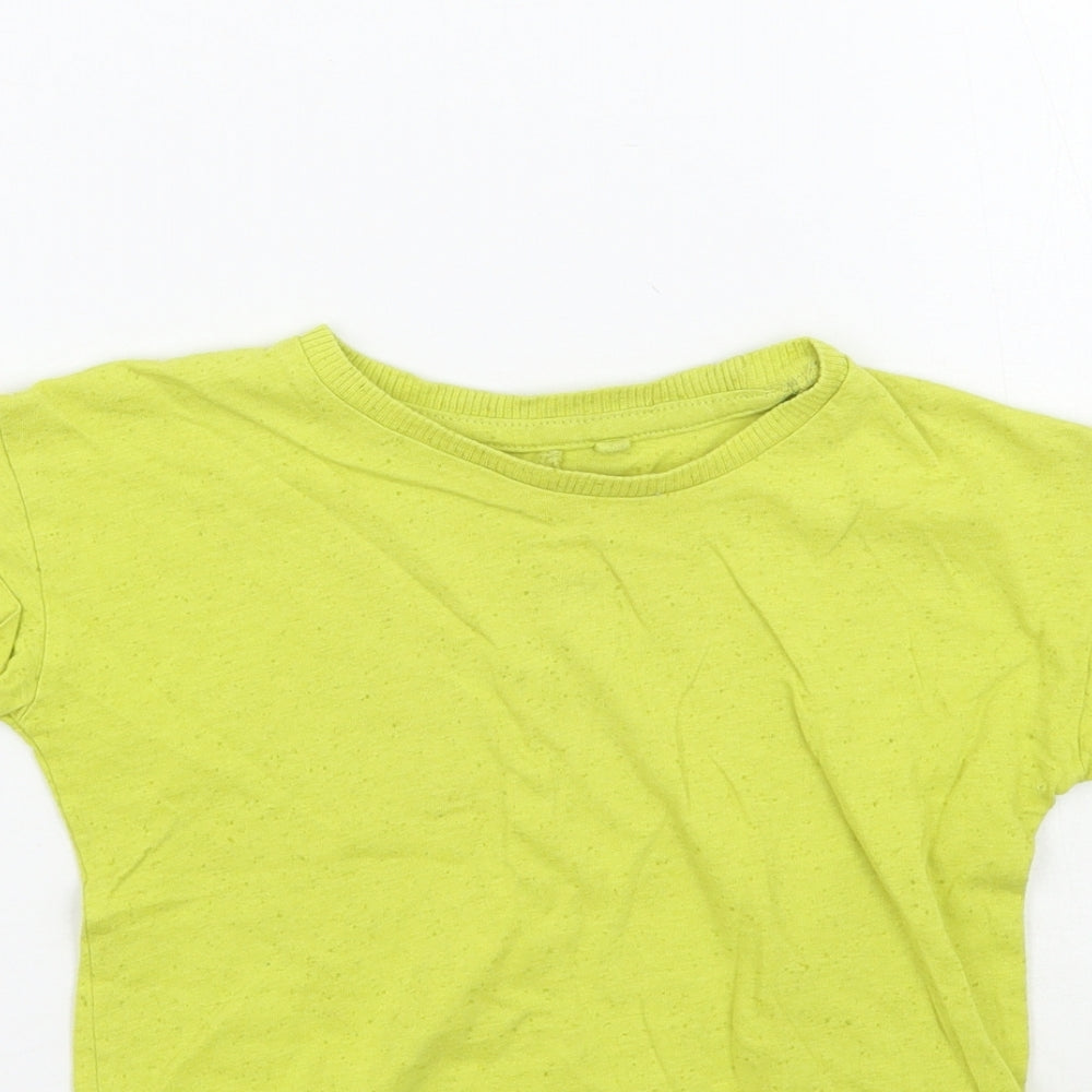 Close-up detail of Next boys’ green basic t-shirt, size 2-3, years