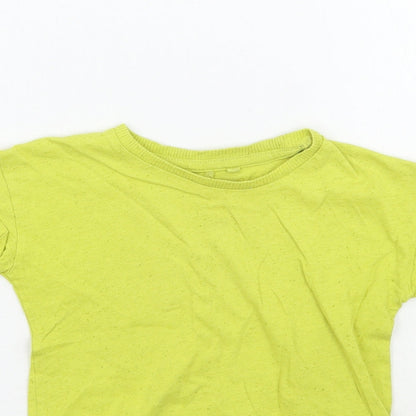 Close-up detail of Next boys’ green basic t-shirt, size 2-3, years