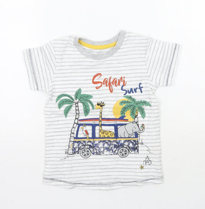 Additional front view of Matalan boys’ white striped basic t-shirt, size 2-3, years