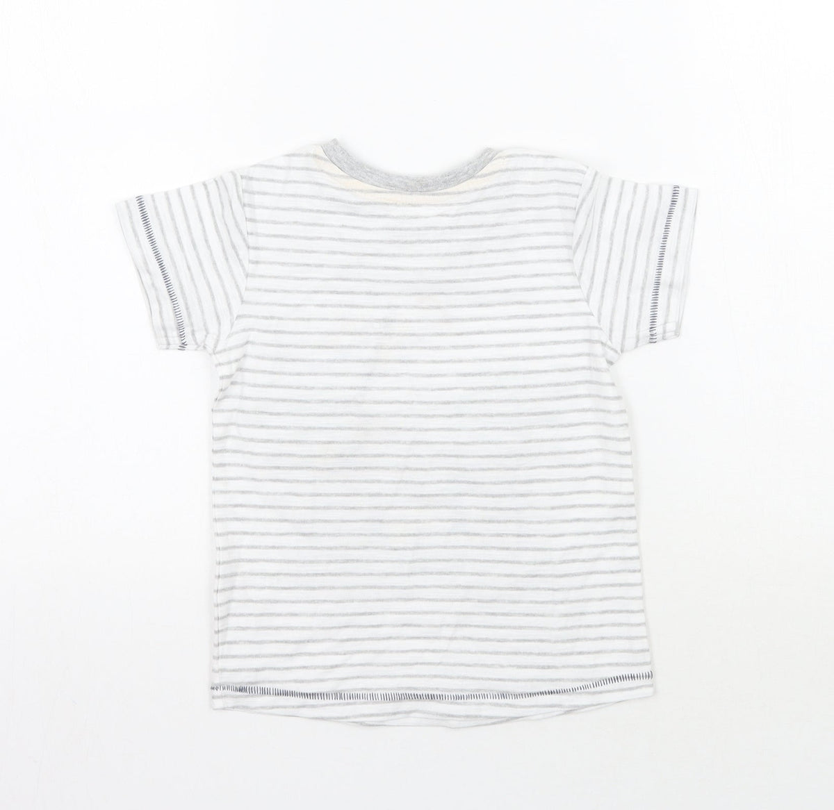 Back view of Matalan boys’ white striped basic t-shirt, size 2-3, years