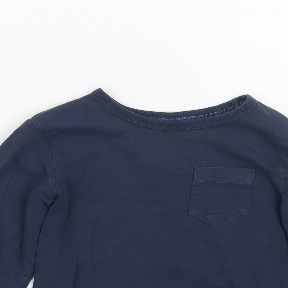 Close-up detail of Next boys’ blue basic t-shirt, size 3, years