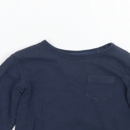 Close-up detail of Next boys’ blue basic t-shirt, size 3, years