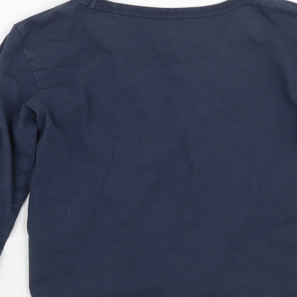 Brand and care label for Next boys’ blue basic t-shirt, size 3, years