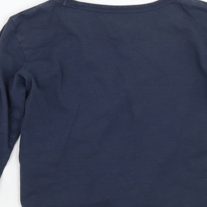 Brand and care label for Next boys’ blue basic t-shirt, size 3, years