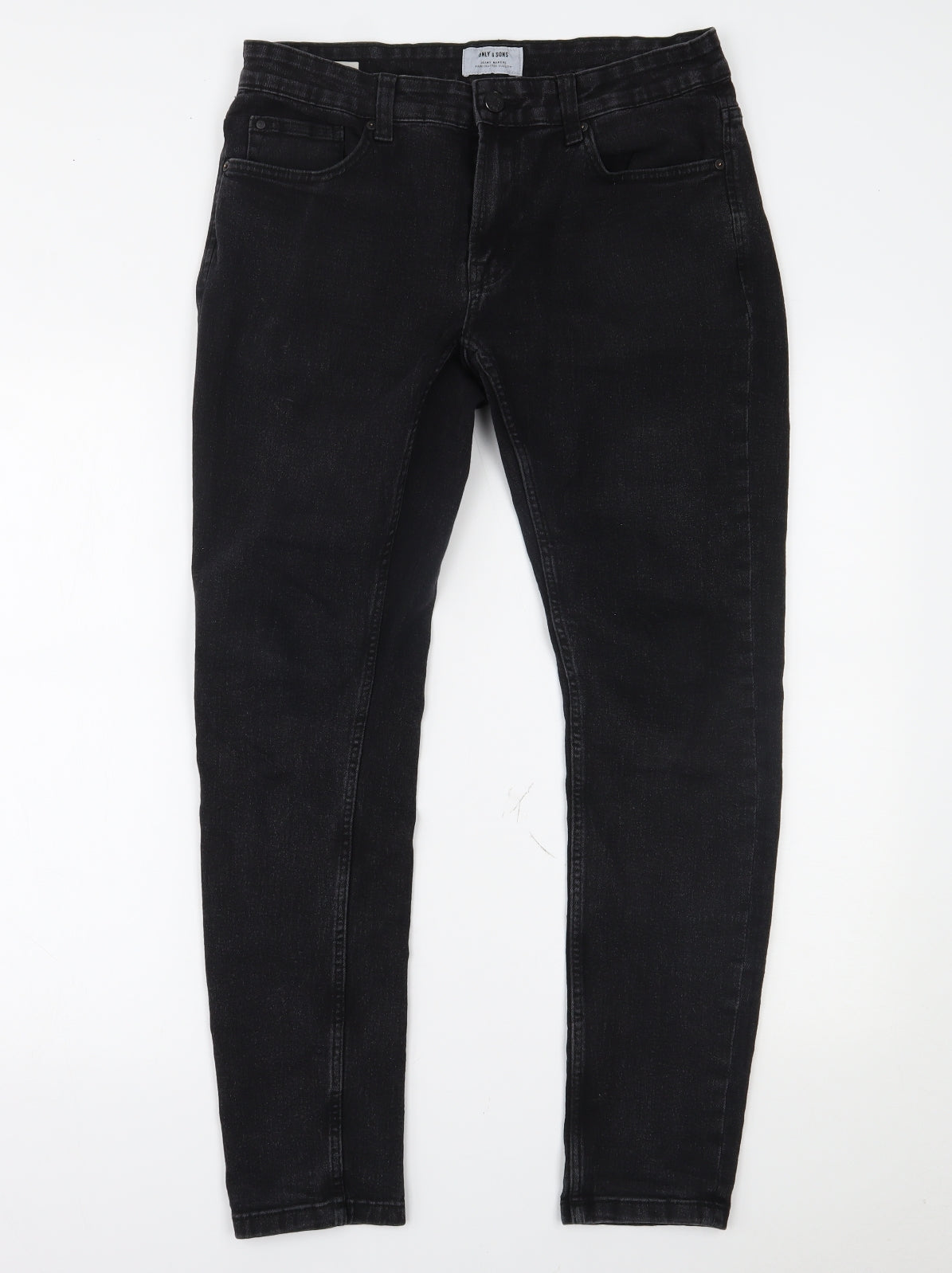Womens UK Size 32 ONLY & SONS Regular Fit Skinny Black Jeans