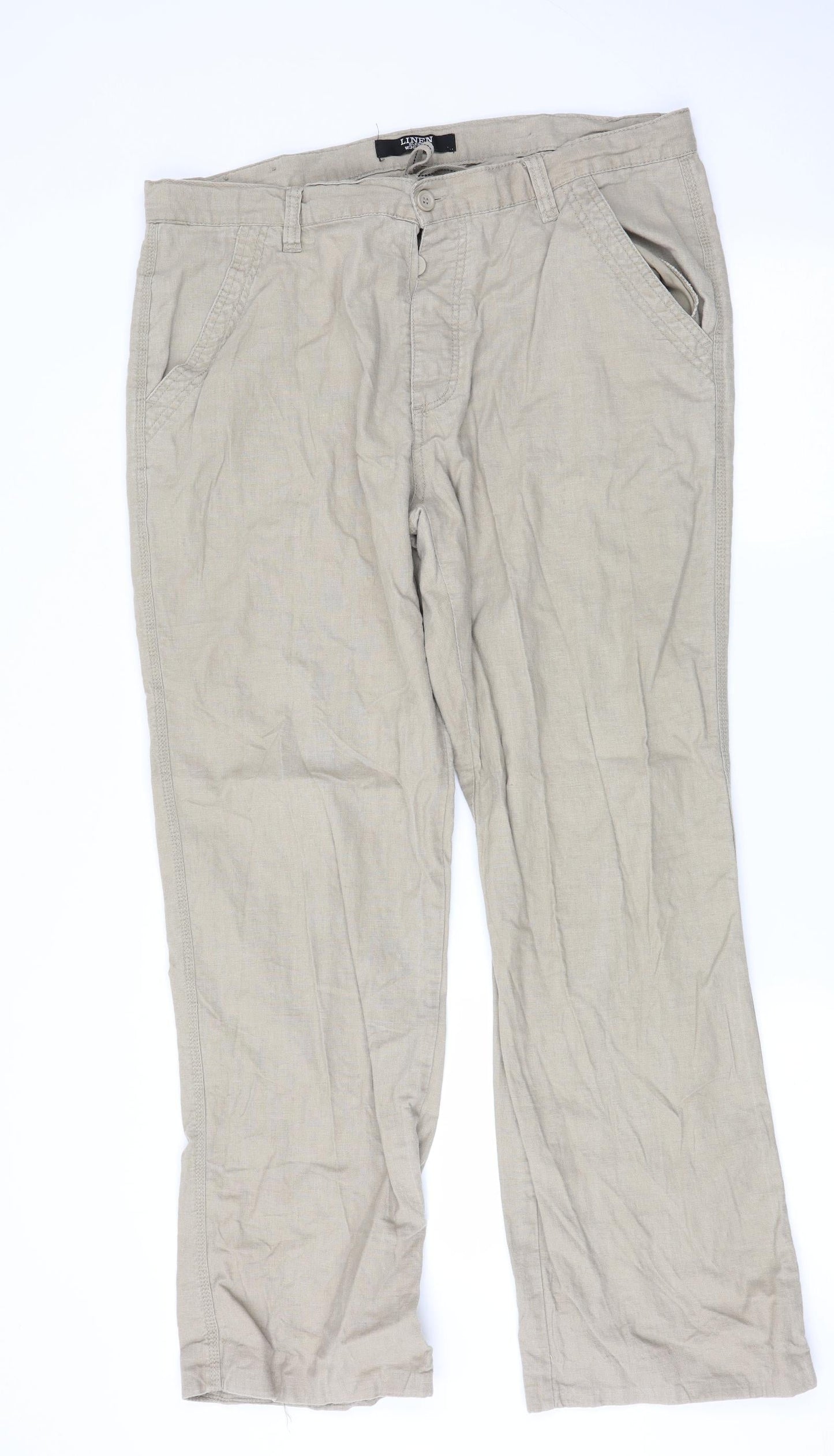 Denim & Co. Womens Beige   Trousers  Size 36 L32 in