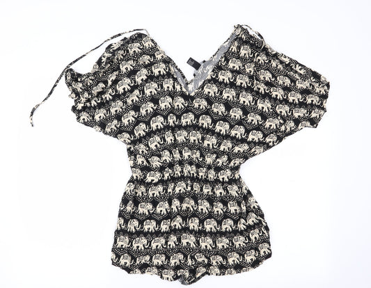 FOREVER 21 Womens Black Geometric  Playsuit One-Piece Size S