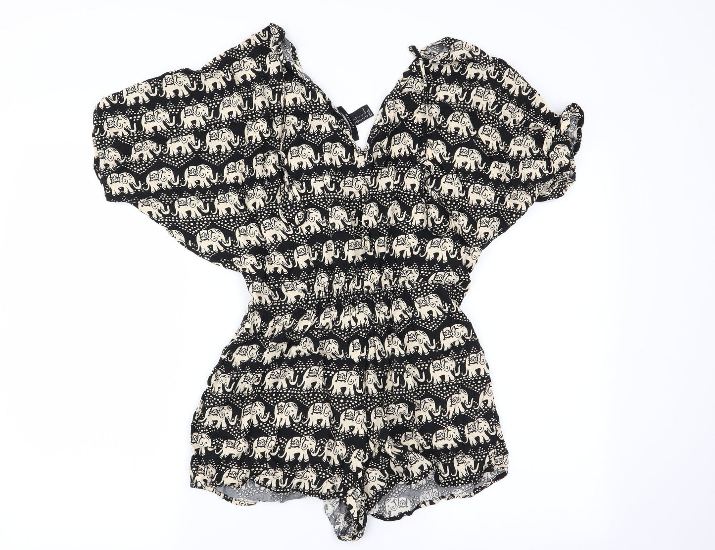 FOREVER 21 Womens Black Geometric  Playsuit One-Piece Size S