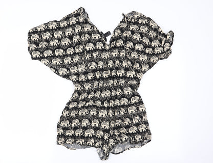 FOREVER 21 Womens Black Geometric  Playsuit One-Piece Size S