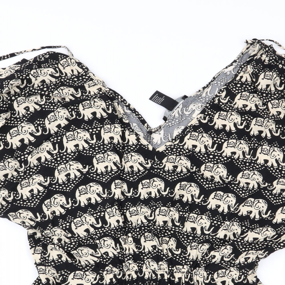 FOREVER 21 Womens Black Geometric  Playsuit One-Piece Size S