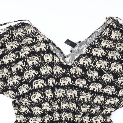 FOREVER 21 Womens Black Geometric  Playsuit One-Piece Size S