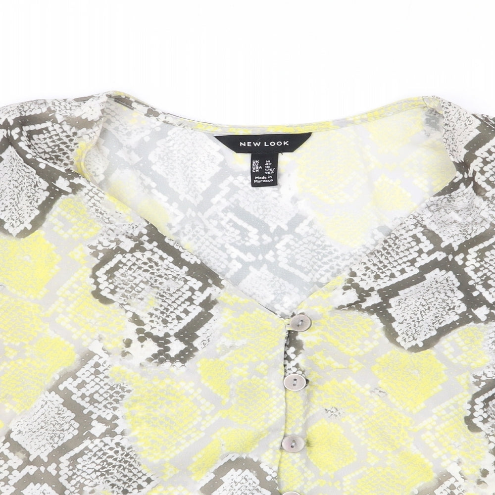 Womens UK Size 14 New Look Multicoloured Basic Blouse