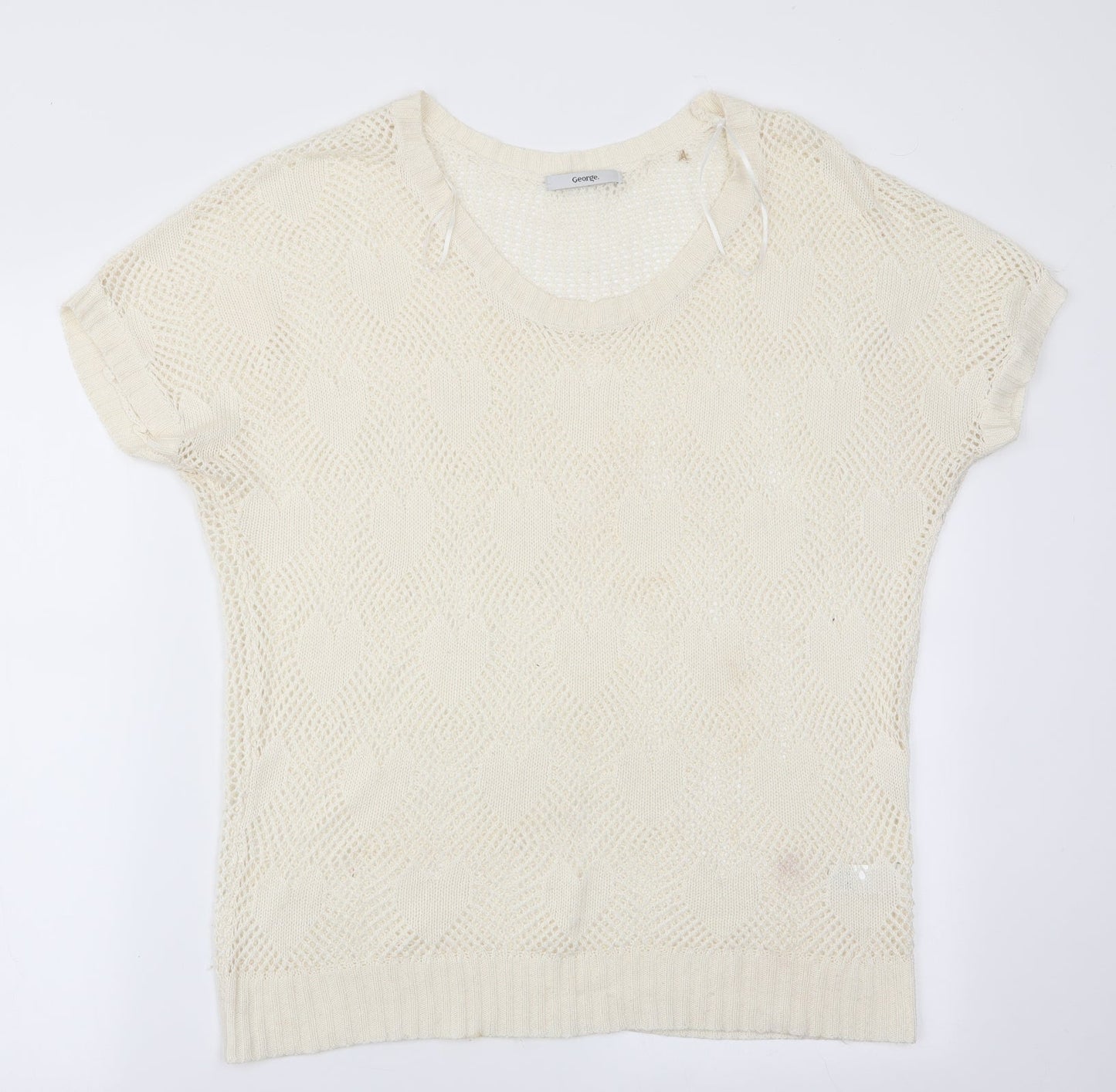 George Womens Ivory   Tunic Jumper Size 14  - Open knit heart pattern