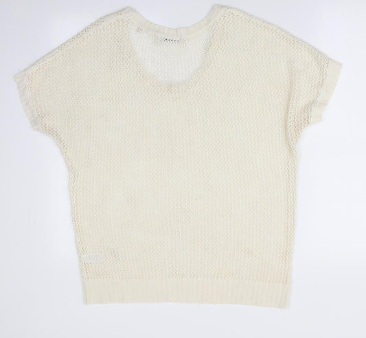 George Womens Ivory   Tunic Jumper Size 14  - Open knit heart pattern