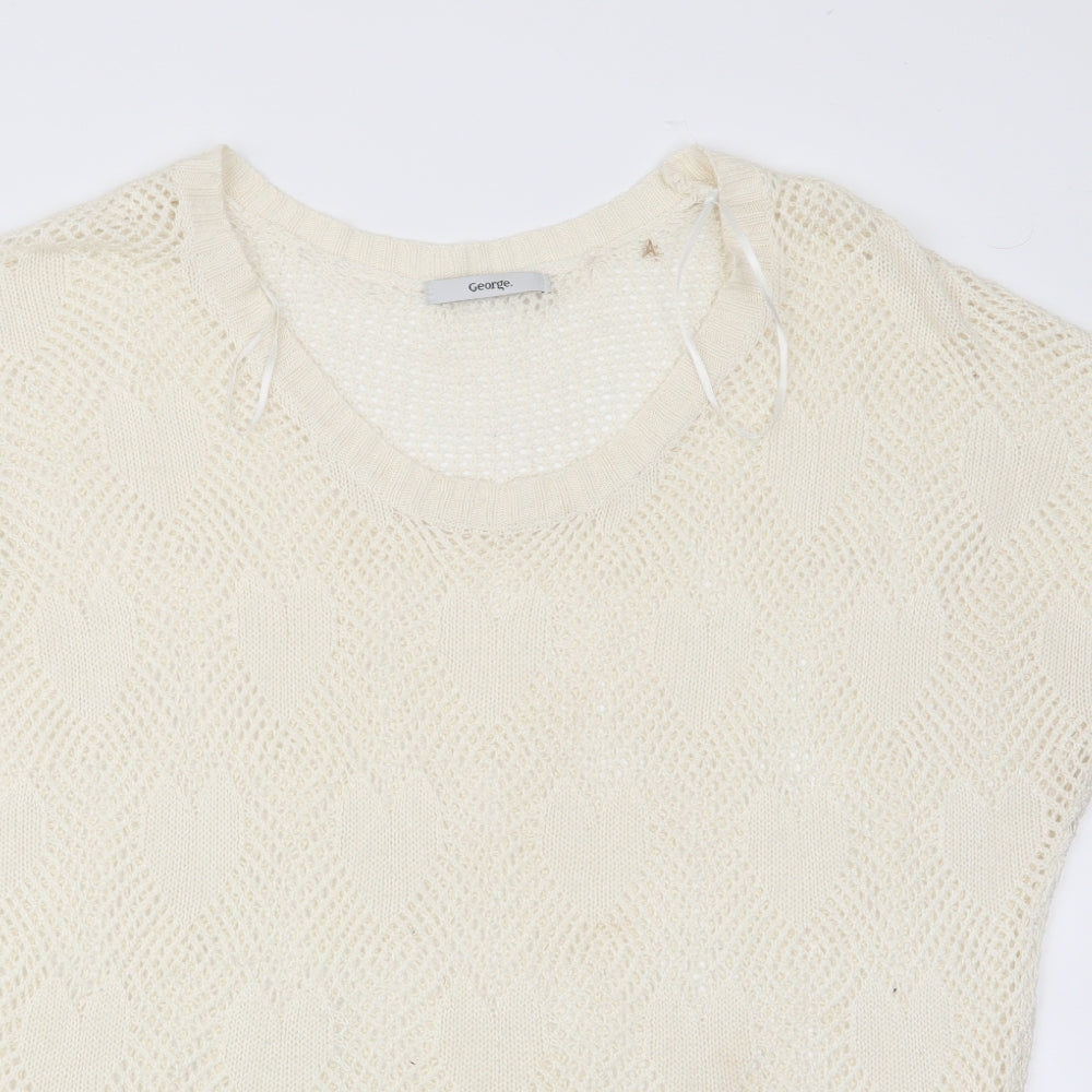 George Womens Ivory   Tunic Jumper Size 14  - Open knit heart pattern