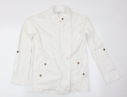 NEXT Womens White   Jacket Coat Size 10  - roll up sleeve