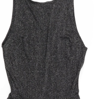 Divided Womens Black   Fit & Flare  Size 10  - Glitter effect Deep V Back