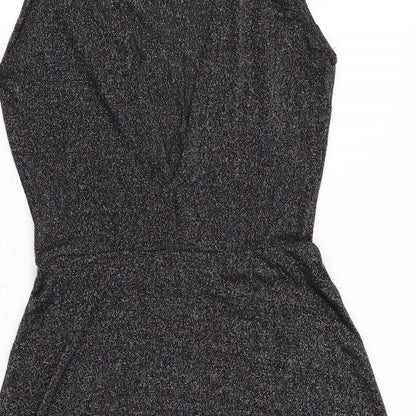 Divided Womens Black   Fit & Flare  Size 10  - Glitter effect Deep V Back