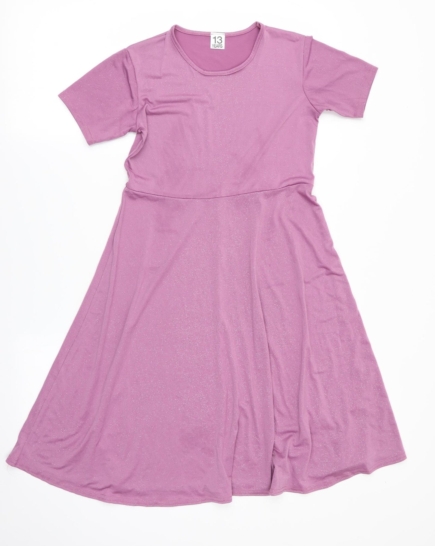 Preworn Girls Pink   Fit & Flare  Size 13 Years  - Glitter effect