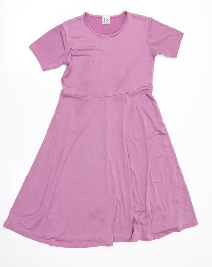 Preworn Girls Pink   Fit & Flare  Size 13 Years  - Glitter effect