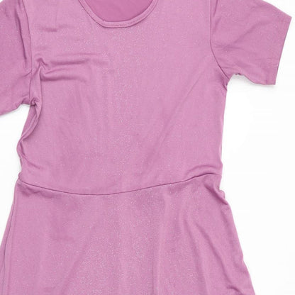 Preworn Girls Pink   Fit & Flare  Size 13 Years  - Glitter effect