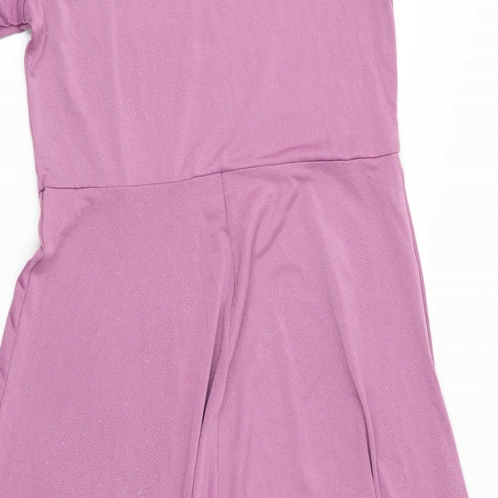 Preworn Girls Pink   Fit & Flare  Size 13 Years  - Glitter effect