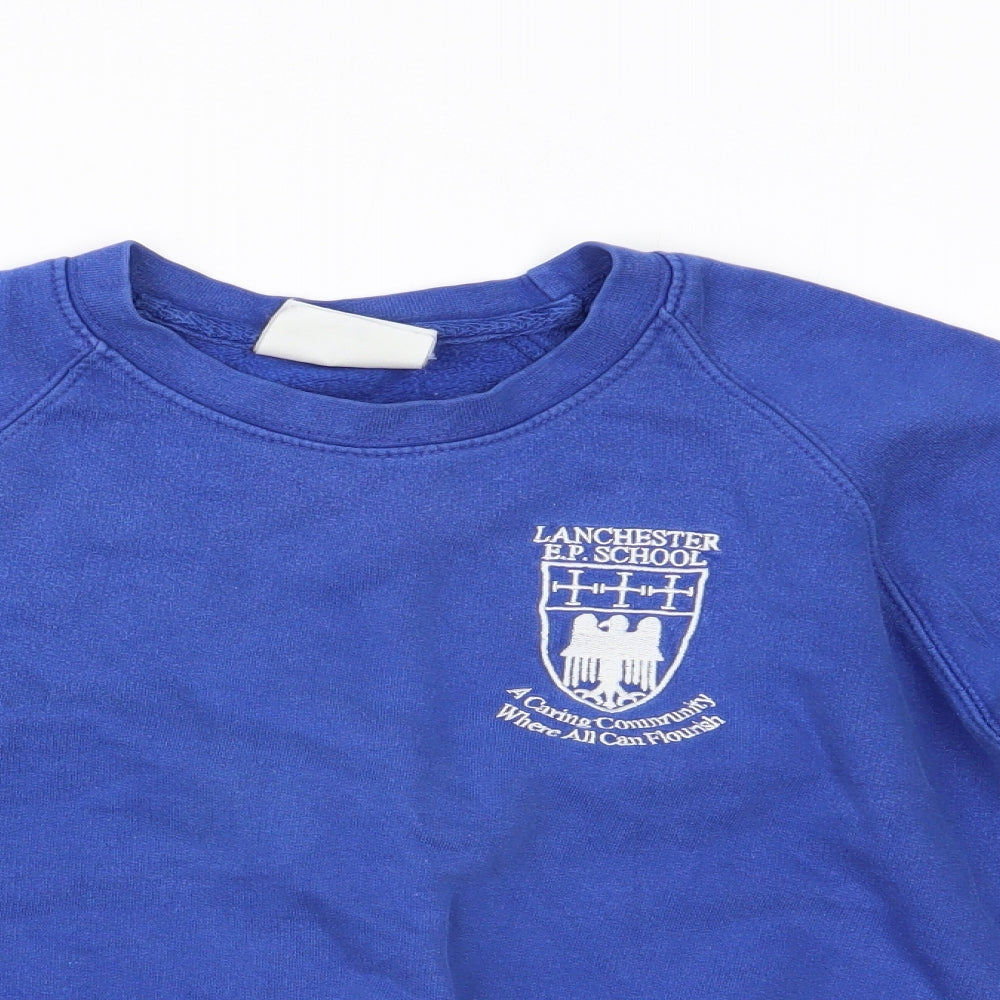 AWDis  Boys Blue   Pullover Sweatshirt Size 7-8 Years  - Lanchester E.P. School