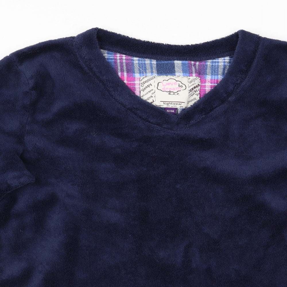 Love To Dream Womens Blue Solid   Pyjama Top Size 12  - Fleece Feel Exterior
